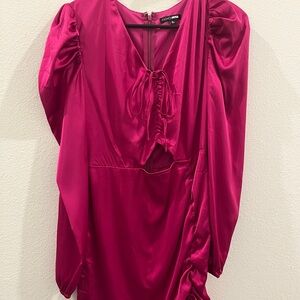 Fashion Nova Fuchsia Tie-Front Dress